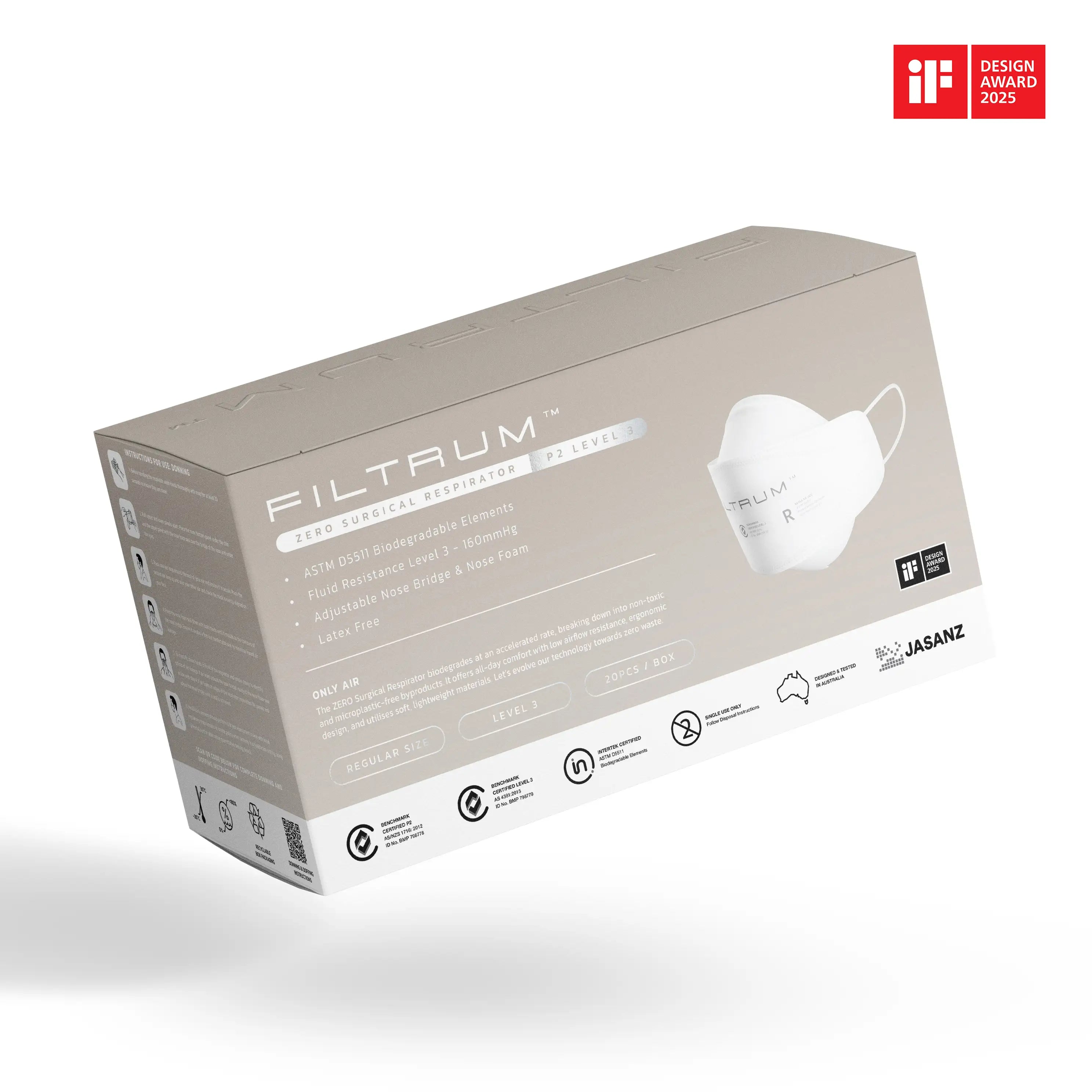 ZERO P2 Surgical Respirator Ear Loops 20 Pack